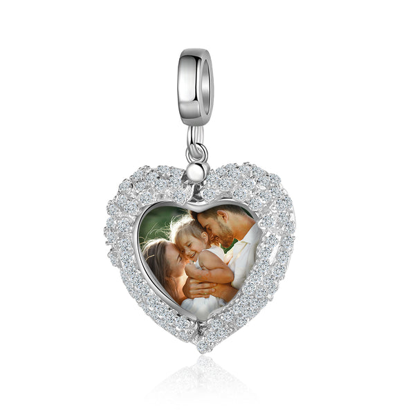 Personalized Rhodium Plated Jewelry Photo Charm Beads