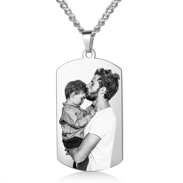 Stainless Steel Personalized Photo Necklace for Father Gifts