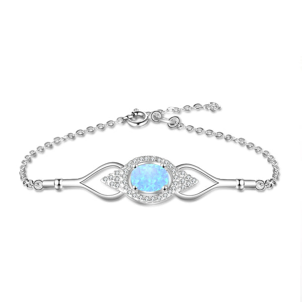 Fashion Rhodium Plated Opal Bracelet