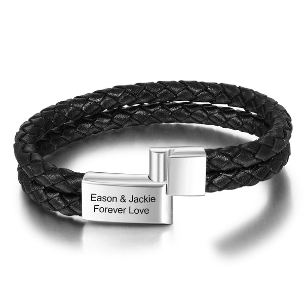 Stainless Steel Leather Bracelet