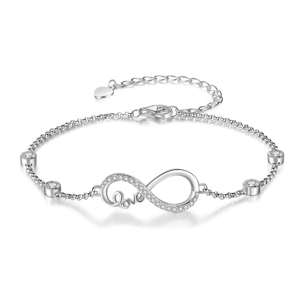 Rhodium Plated Infinity Bracelet