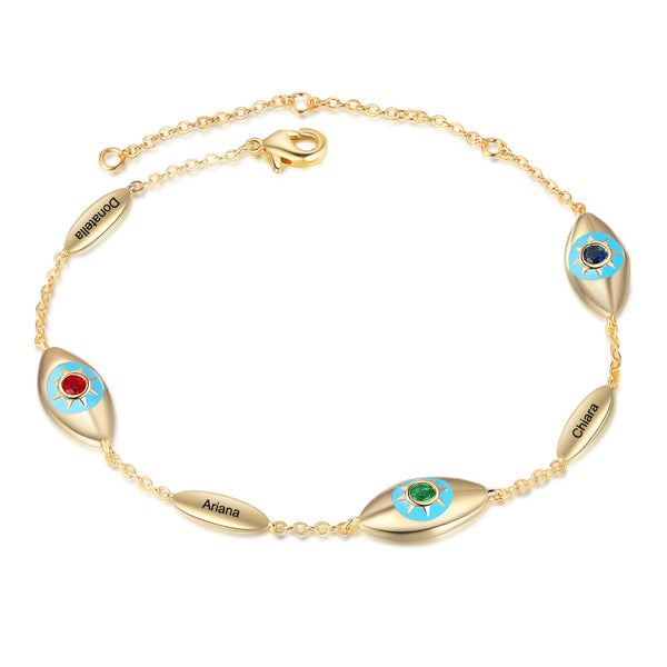 Rhodium Plated Evil Eye Bracelet