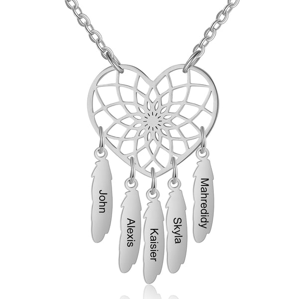 Custom Stainless Steel Heart Dreamcatcher Necklace