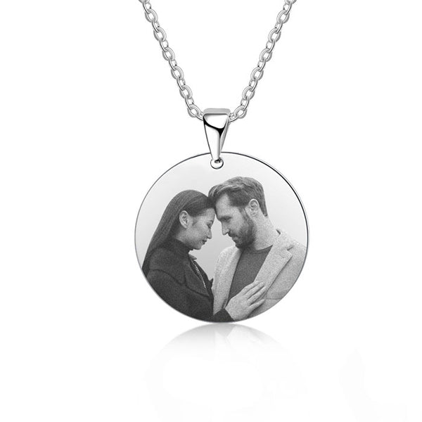 Engraved Stainless Steal Photo Necklace