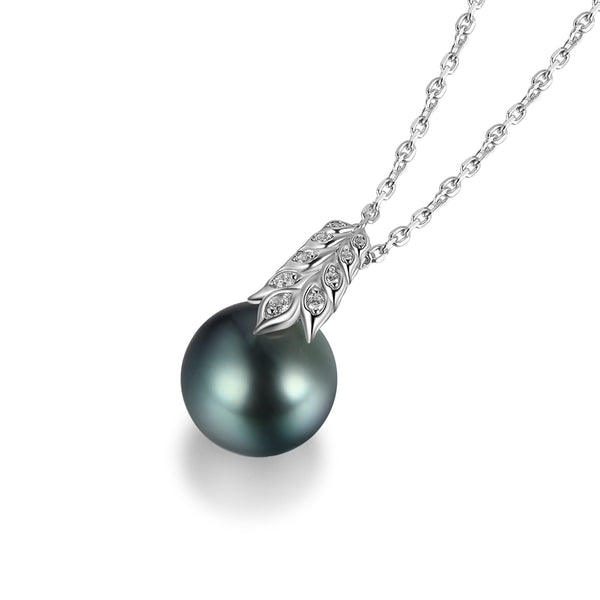 925 Sterling Silver Black Pearl Necklace