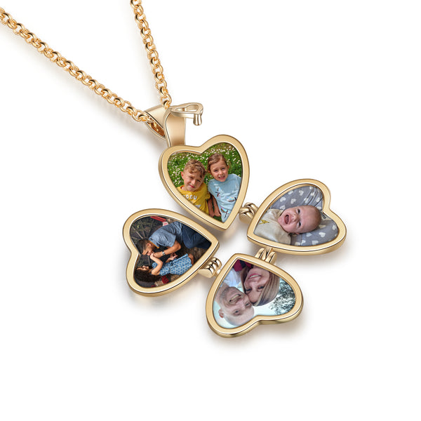 Personalized Rhodium Plated Heart Photo Box Necklace