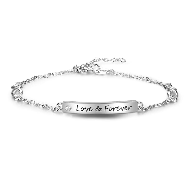 Personalized Silvered Nameplate Bar Bracelet