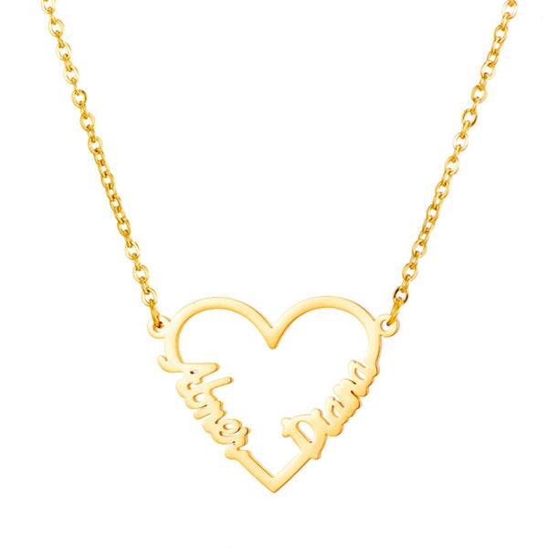 Custom Heart Double Name Necklace