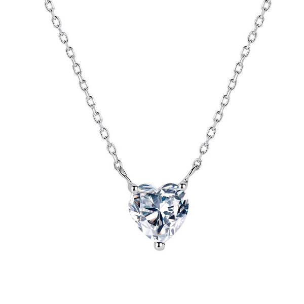 925 Sterling Silver Heart Shaped Cubic Zirconia Necklace