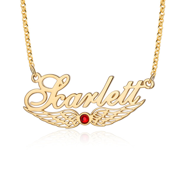 Custom Angel Wing Name Necklace