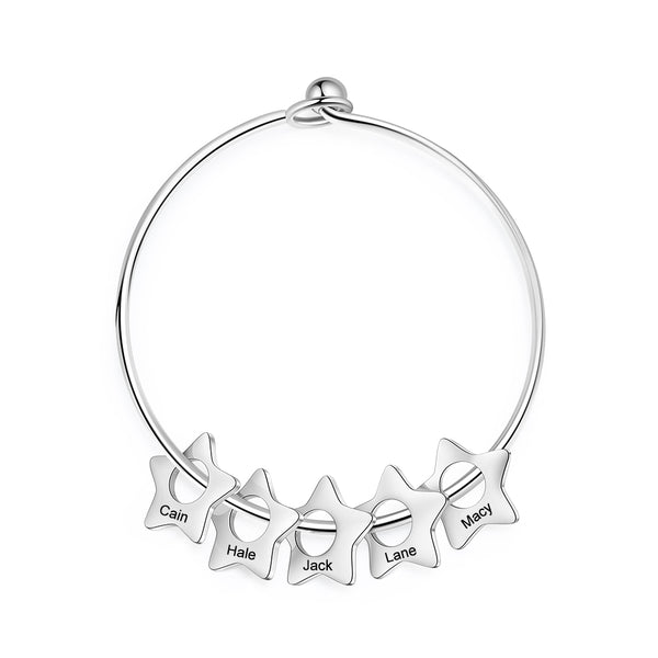 Custom Stainless Steel Star Bangle Bracelet