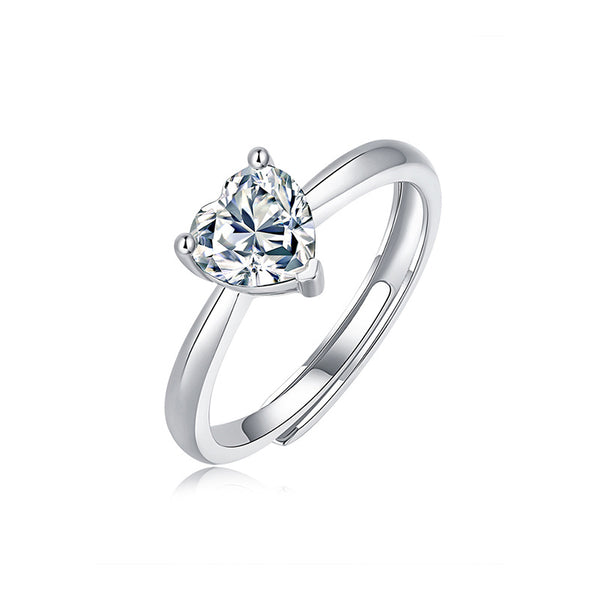 925 Silver Heart Moissanite Ring