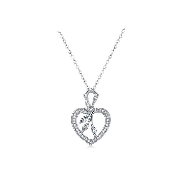 925 Sterling Silver Moissanite Heart Necklace