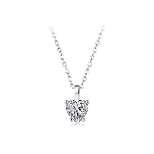 925 Sterling Silver Heart Moissanite Necklace