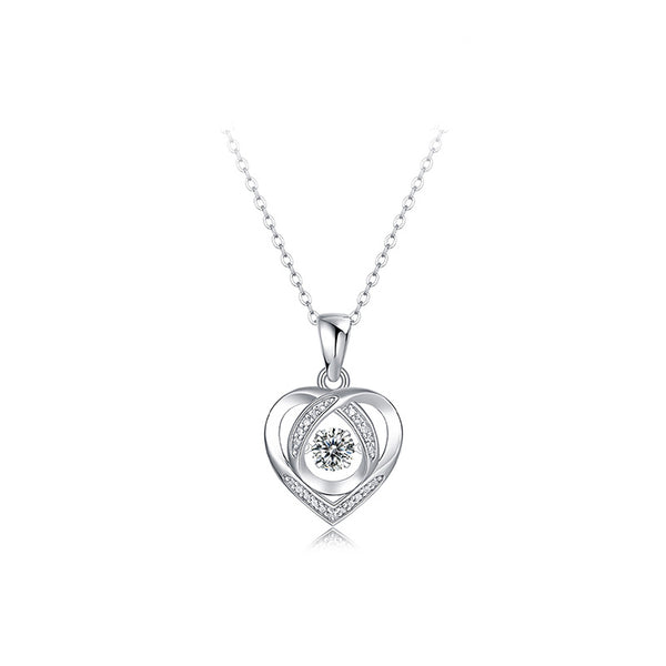 925 Sterling Silver Heart Moissanite Necklace