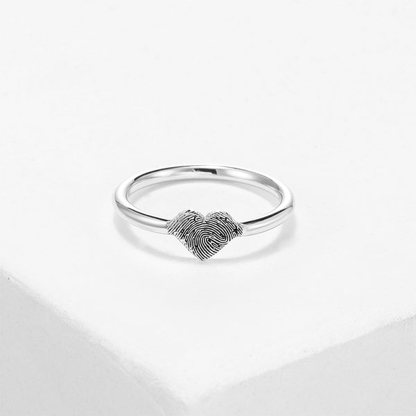 Personalized Fingerprint & Heart Ring