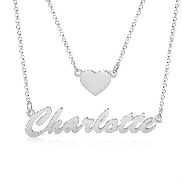 Personalized Rhodium Plated Multi-Chain Name Necklace