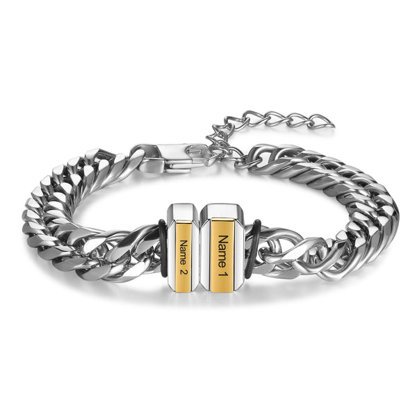 Father's Day Gift Cuban Link Men's Bracelet With Personalized Beads