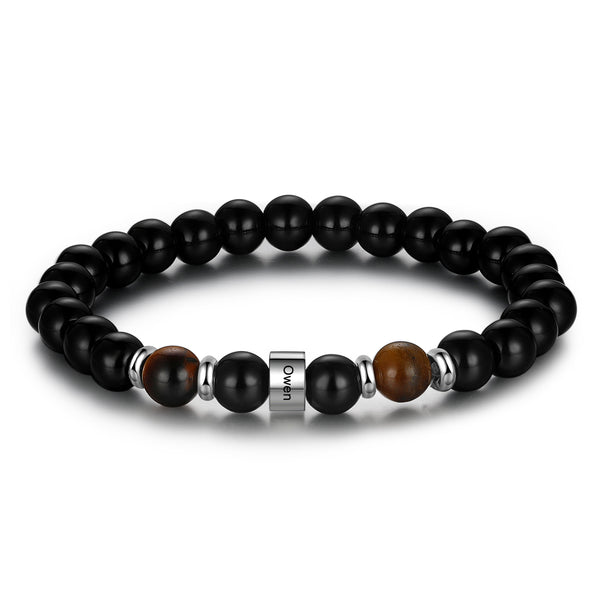 Custom Name Tiger Eye Stone Bracelet