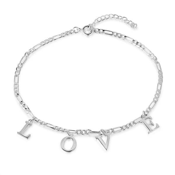 Personalized Rhodium Plated Letter Anklet