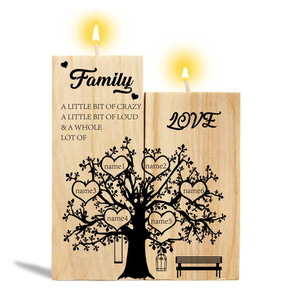 Custom Name Tree of Life Wooden Candlestick