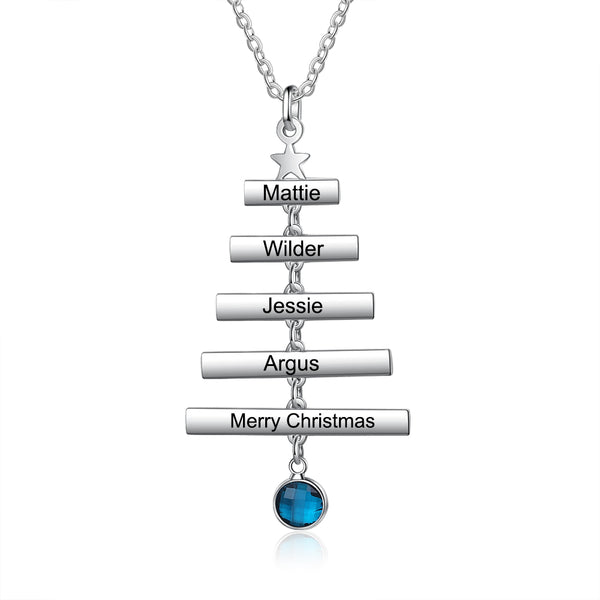 Custom Name Christmas Tree Necklace