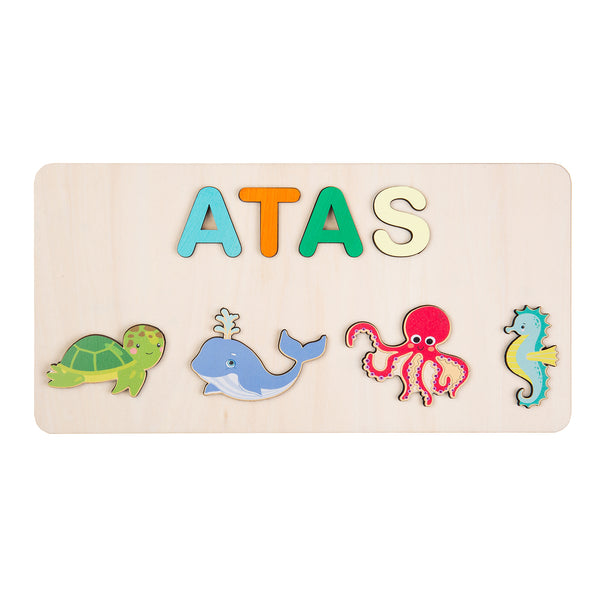 Baby Toy Custom Wooden Animal Name Puzzle