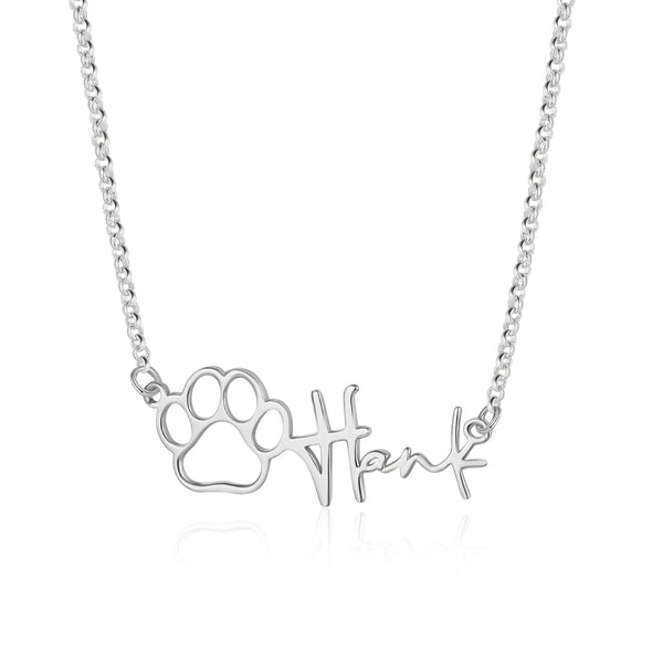 Custom Name Necklace with Paw