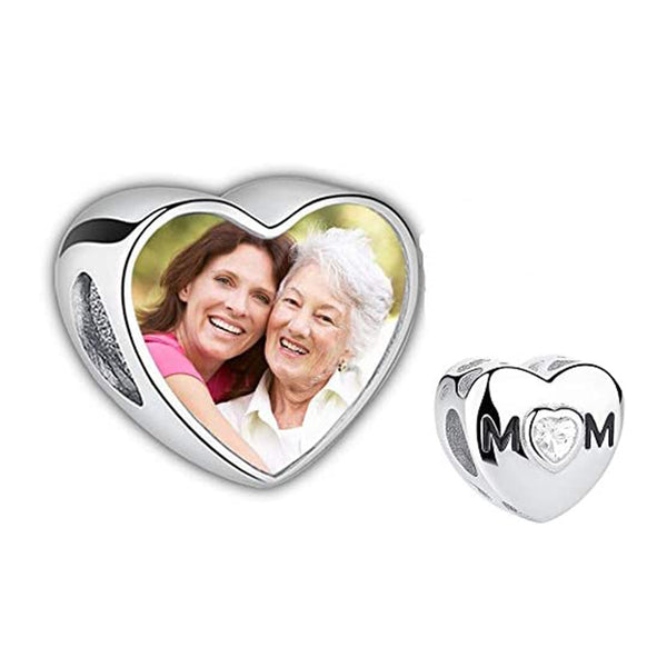 925 Sterling Silver Custom Heart Photo Charm