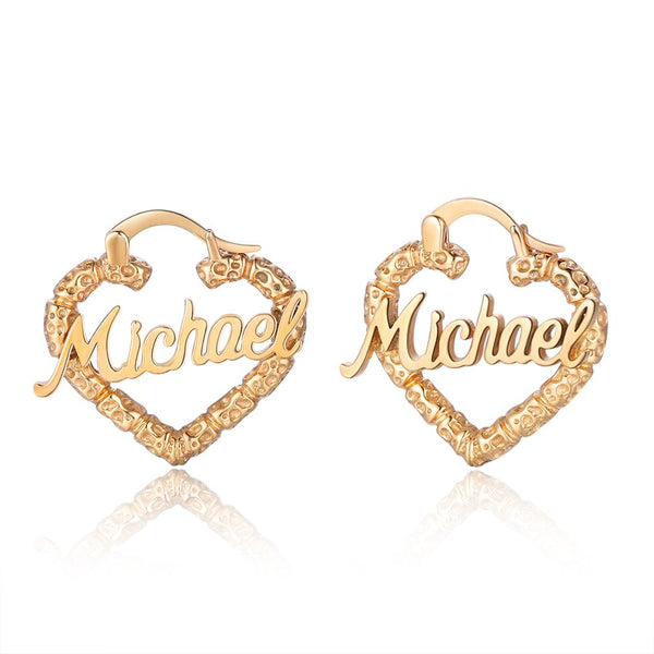 Custom Name Heart Earrings