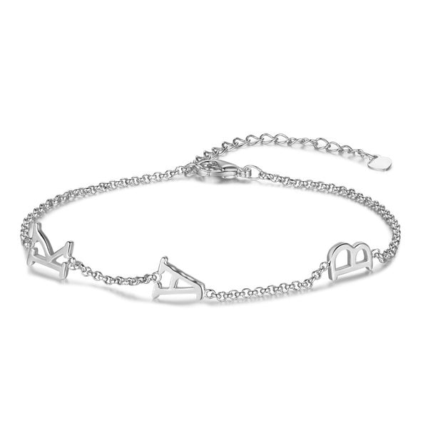 Personalized Rhodium Plated LetterBracelet