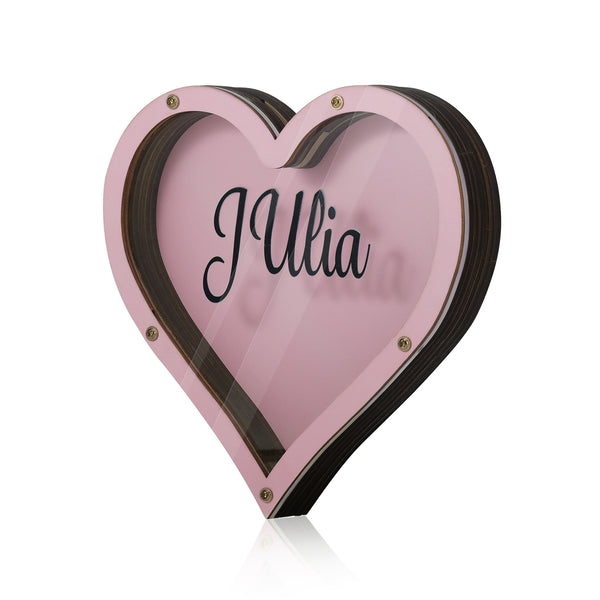 Custom Name Wooden Heart Piggy Bank