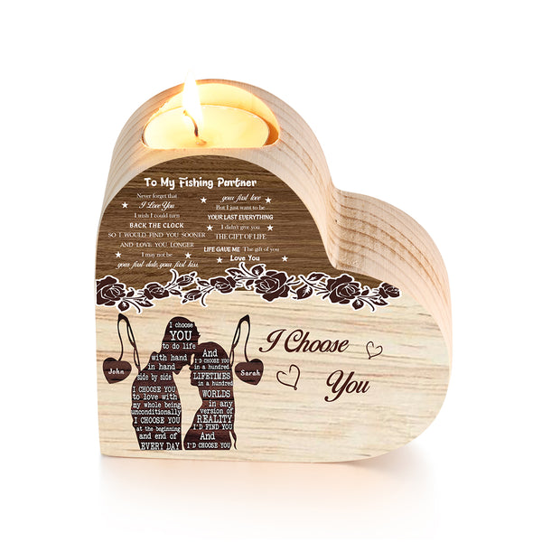 Custom Heart Shaped Wooden Candle Holder