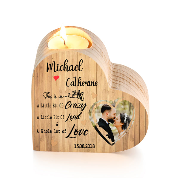 Custom Heart Shaped Wooden Candle Holder