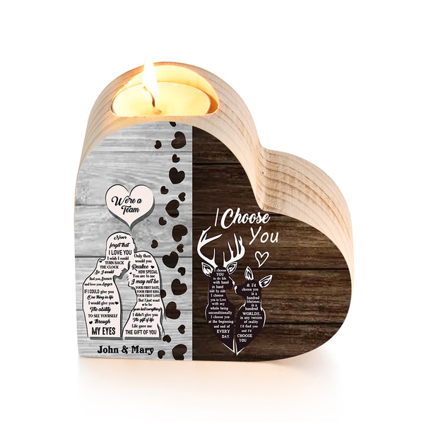 Custom Heart Shaped Wooden Candle Holder