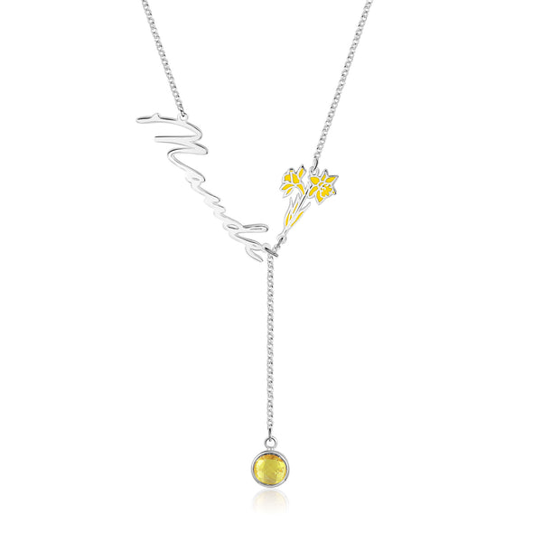 Custom Birthflower Name Necklace