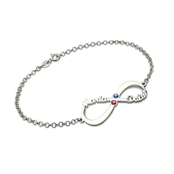 925 Sterling Silver infinity birthstone bracelet