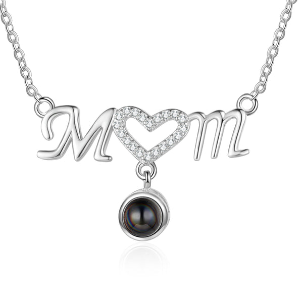 Mother's Day Custom Photo Projection Necklace with Mom