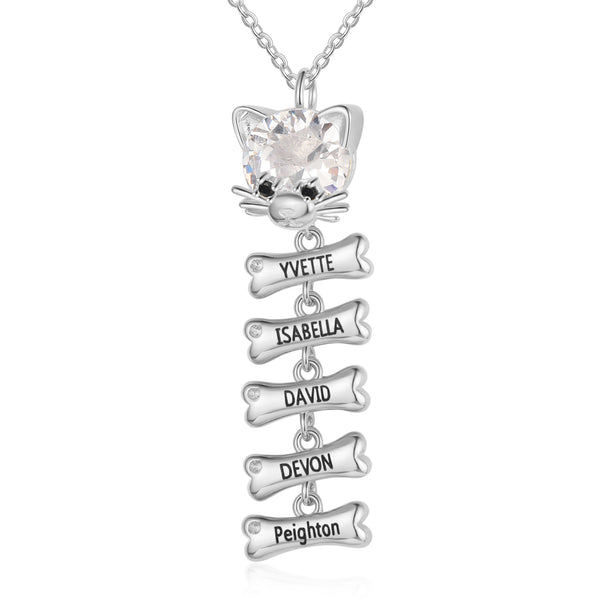 Custom Name Cat and Bone Necklace