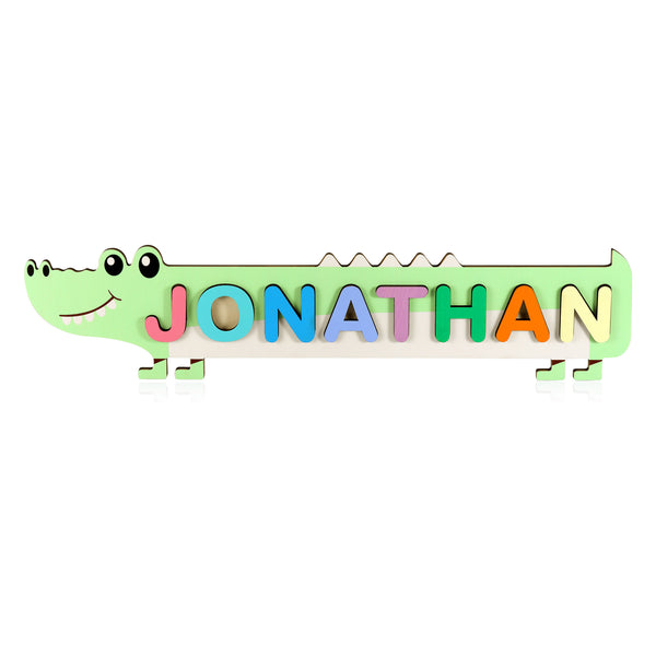 Custom Name Wooden Crocodile Puzzle