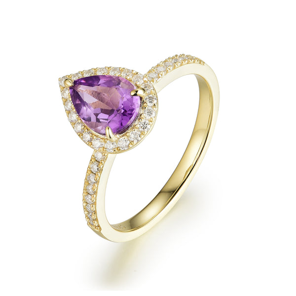 925 Sterling Silver Natural Amethyst Ring