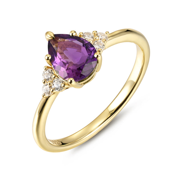 925 Sterling Silver Natural Amethyst Ring