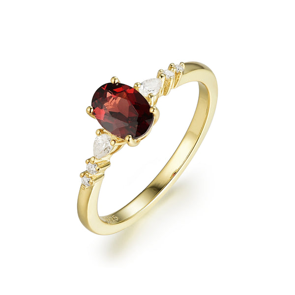 925 Sterling Silver Natural Garnet Ring