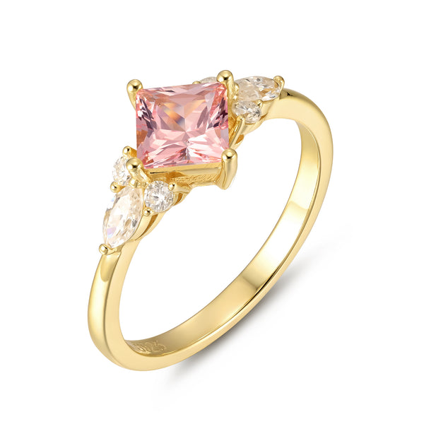 925 Sterling Silver Lab Pink Sapphire Ring