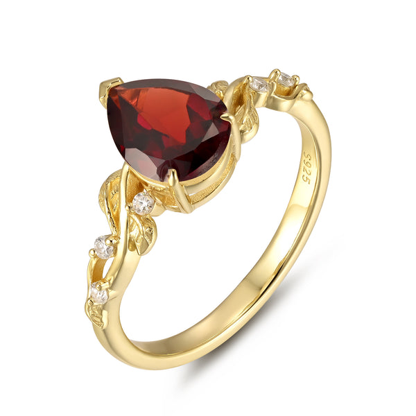 925 Sterling Silver Natural Garnet Ring