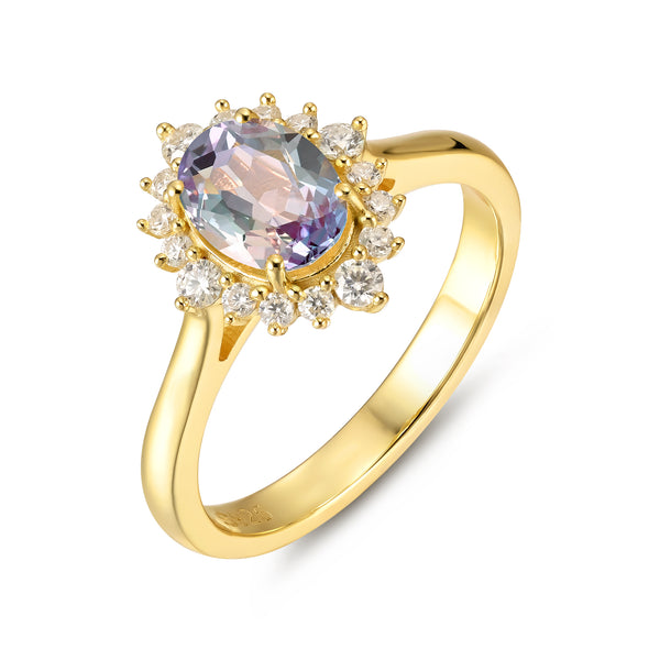 925 Sterling Silver Lab  Alexandrite Ring