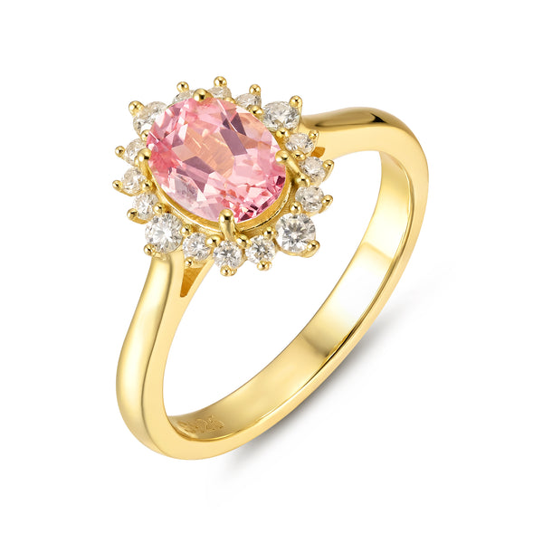 925 Sterling Silver Lab Pink Sapphire Ring