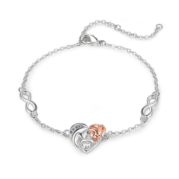 Mother and Child Heart Bracelet with Infinity