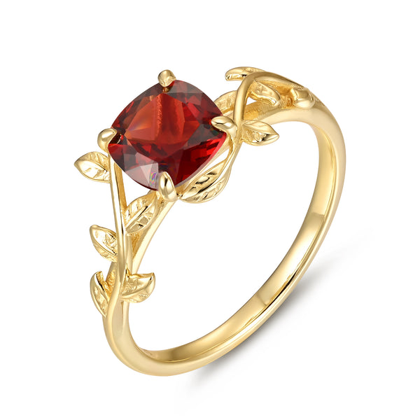 925 Sterling Silver Natural Garnet Ring