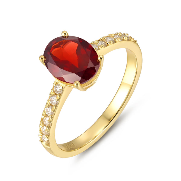 925 Sterling Silver Natural Garnet Ring